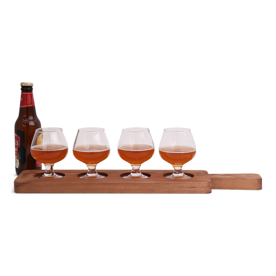 Benadrukken Ik heb het erkend Uitwerpselen Luxe bierproeverij plank met 4 bier proefglazen bedrukken? Bereken uw prijs